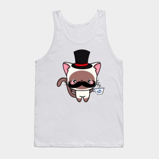 Sophisticated White Cat Drinking Tea wearing a top hat Tank Top